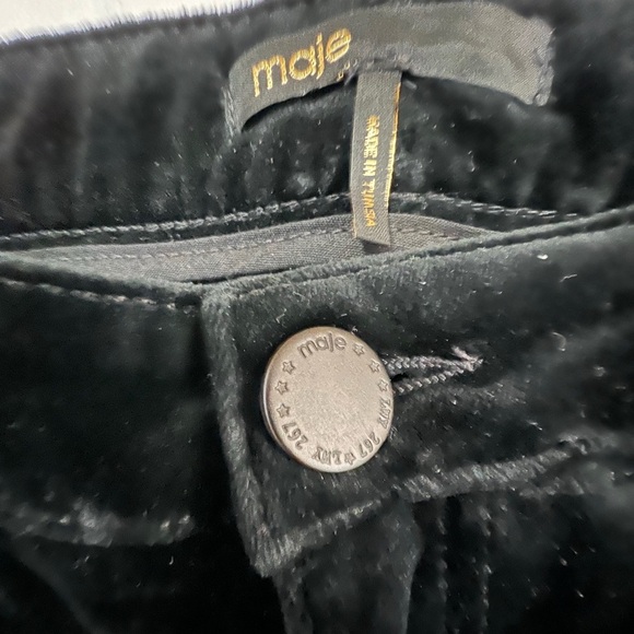 Maje Velvet Black Trousers Pants Jeans 34 XS Grunge Old Money Classic Basic - Picture 8 of 13